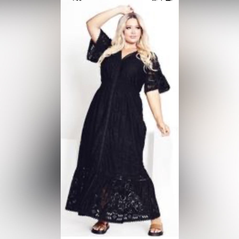 NWT Aveology By Avenue Black lace maxi dress plus size 22/24 🌺🌸🌹 BIN I